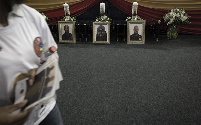 Pictures of the three fire fighters three firefighters who died in last week’s blaze at the Lisbon Building in Johannesburg CBD. Picture: Sethembiso Zulu/EWN