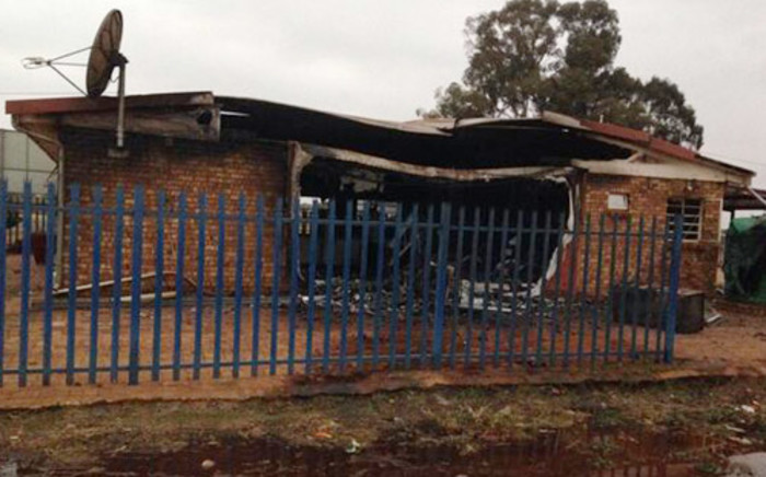 Residents of Gugulethu torched a building belonging to the CPF and Transnet. Picture: Lesego Ngobeni/EWN.