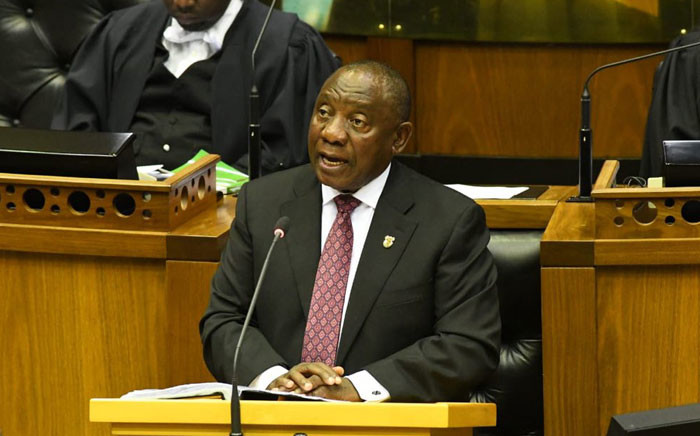 President Cyril Ramaphosa in Parliament. Picture: @PresidencyZA/Twitter