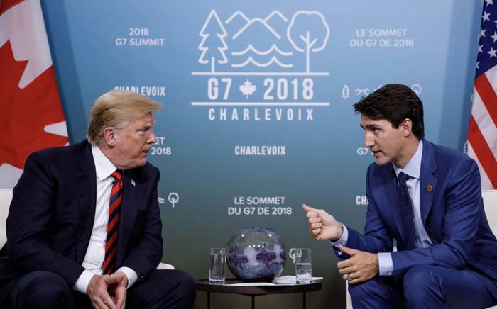 Prime Minister Justin Trudeau meets with President Donald Trump in La Malbaie, Quebec. Picture: @CanadianPM/Twitter.