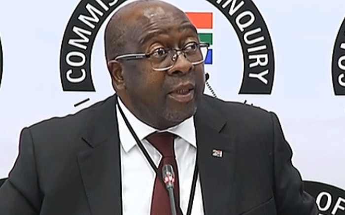 A video screengrab shows Finance Minister Nhlanhla Nene giving testimony at the state capture commission of inquiry on 3 October 2018. Picture: SABC Digital News/youtube.com