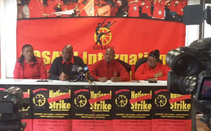Cosatu leadership declare their readiness for a total shut down on Wednesday against state capture. Picture: @_cosatu/Twitter