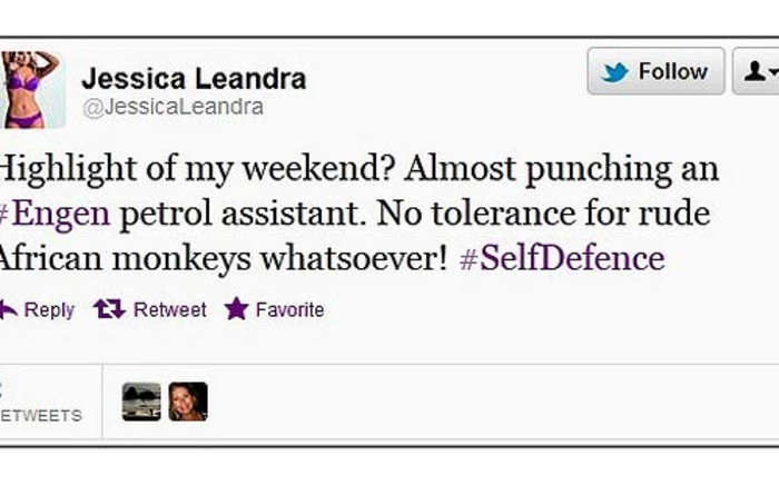 One of the tweets that cast Jessica Leandra dos Santos as a racist.