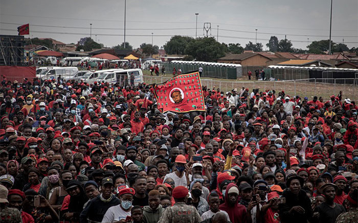 EFF supporters attend an election rally in Katlehong on 29 October 2021. Picture: Xanderleigh Dookey Makhaza/Eyewitness News