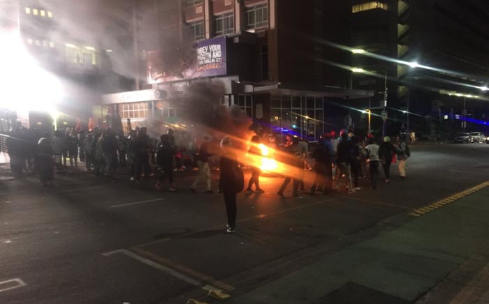 EFF were seen students marching in Braamfontein against high accommodation fees. Picture: Katleho Sekhotho/EWN.