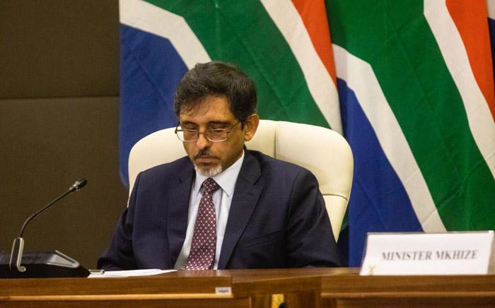 Minister of Trade and Industry Ebrahim Patel at an inter-ministerial briefing on 24 March 2020 detailing how government will respond ahead of and during the 21-day lockdown announced by President Cyril Ramaphosa. Picture: Kayleen Morgan/EWN.