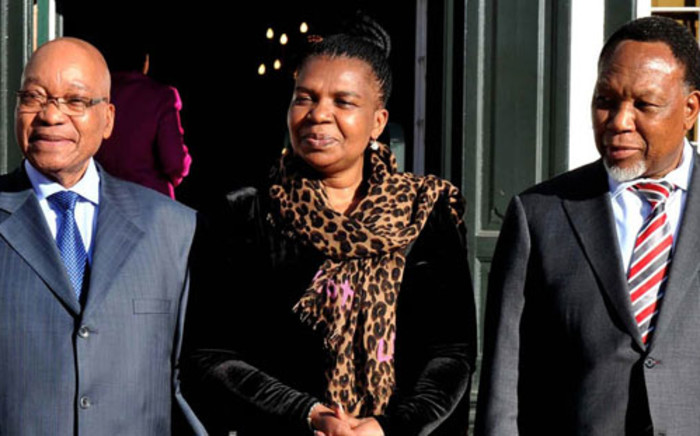 President Jacob Zuma, Communications Minister Dina Pule and Deputy President Kgalema Motlanthe. Picture: Sapa.