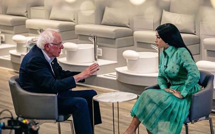 US presidential hopeful Bernie Sanders met rapper Cardi B at a nail salon in Detroit on 29 July 2019. Picture: Instagram/@iamcardib