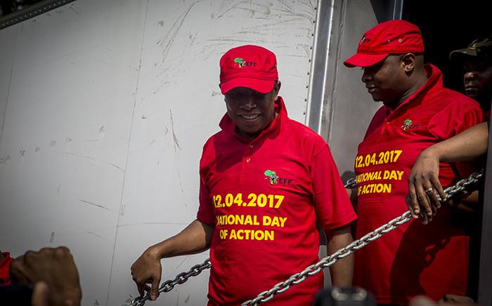 EFF leader Julius Malema leaves the stage at the Day of Action march against the leadership of President Jacob Zuma held in Pretoria on 12 April 2017. Picture: Reinart Toerien/EWN