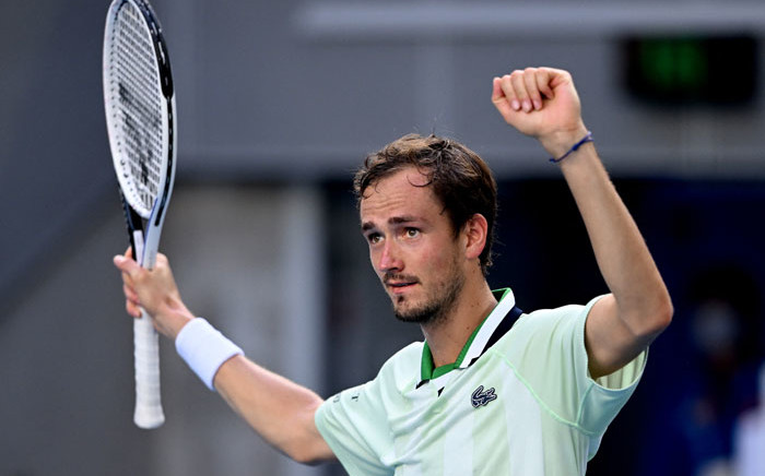 Russia's Daniil Medvedev celebrates after winning a match against Maxime Cressy of the US during their men's singles match on day eight of the Australian Open tennis tournament in Melbourne on 24 January 2022. Picture: MICHAEL ERREY/AFP