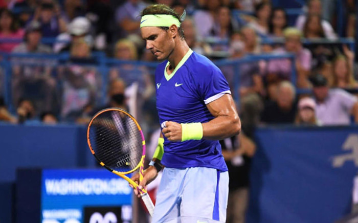 Rafael Nadal celebrates a point during his ATP Citi open match on 4 August 2021. Picture: @atptour/Twitter