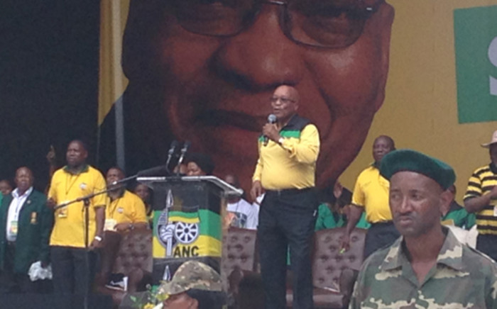 Zuma delivering the ANC Manifesto at the Mbombela Stadium on Saturday morning 11 January. Picture: Reinart Toerien/EWN. 