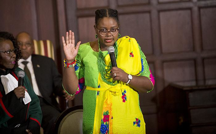 Newly appointed Minister of Energy Mmamoloko Kubayi takes her oath during the swearing in ceremony of President Jacob Zuma's new cabinet in Pretoria on 31 March 2017. Picture: Reinart Toerien/EWN