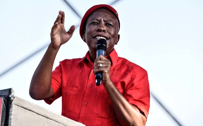 FILE: EFF leader Julius Malema speaking at the party’s sixth birthday celebration at KaNyamazane Stadium in Mpumalanga on 27 July 2019. Picture: Twitter/@EFFSouthAfrica
