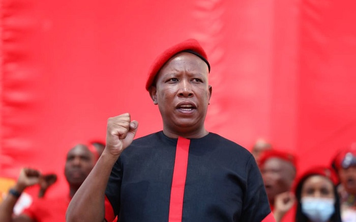 EFF leader Julius Malema on stage at the party's manifesto launch on 26 September 2021. Picture: @EFFSouthAfrica/Twitter.