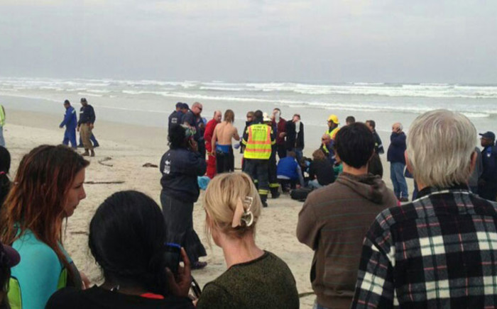 The victim of a shark attack at Muizenberg beach on Friday afternoon has been airlifted to hospital and is in a stable condition. Picture: Zain Johnson
