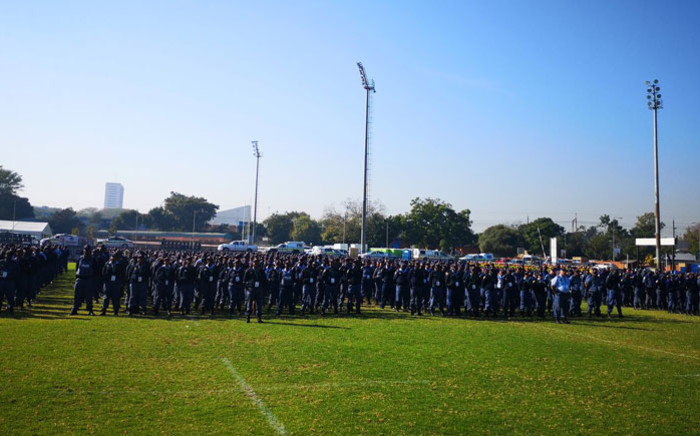 Law enforcement members on parade at Loftus Rugby Stadium in Pretoria on 23 May 2019 ahead of the presidential inauguration of President Cyril Ramaphosa at the stadium on 25 May 2019. Picture: @SAPoliceService/Twitter