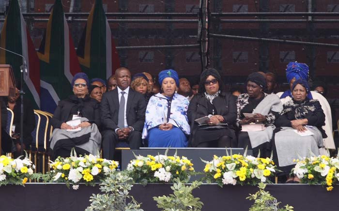 Deputy President David Mabuza is seen on the main stage with family members of the late Winnie Madikizela-Mandela during the memorial service the late struggle stalwart. Picture: Ihsaan Haffejee/EWN.