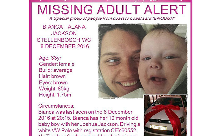 Authorities launched a search operation after Bianca Jackson and her son went missing on 8 December 2016. Picture: Facebook.com.