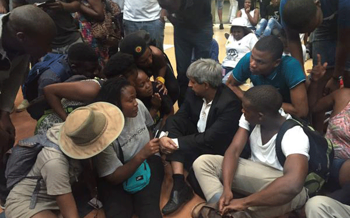 FILE: Wits University Vice Chancellor Adam Habib sat on the floor with protesting students on 16 October, 2015. Picture: Gia Nicolaides/EWN