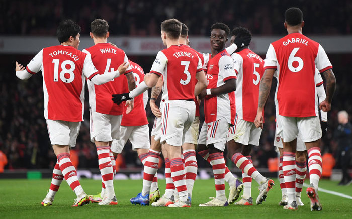 Arsenal players celebrate a goal in their English Premier League match against West Ham United on 15 December 2021.Picture: @Arsenal/Twitter