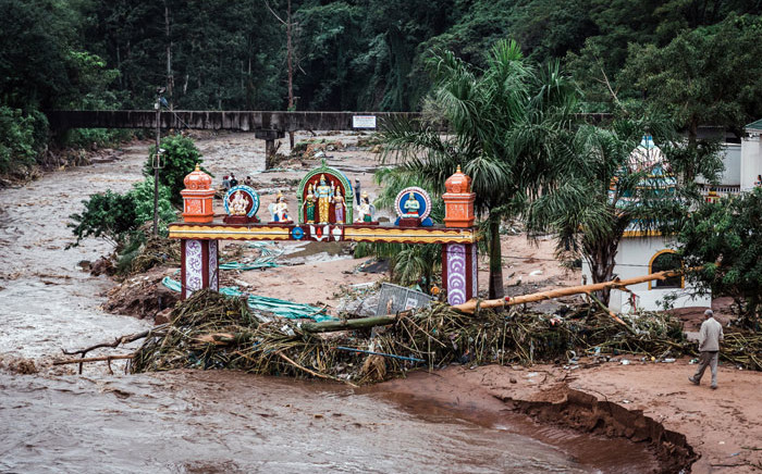 FILE: This picture shows the Umhlatuzana Hindu Temple, south of Durban, damaged after the township was hit by heavy rain and flash floods following a torrential downpour on 23 April 2019. Picture: AFP