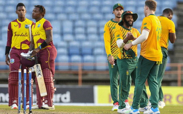 Recording 168/4 in the first innings, the Proteas successfully restricted West Indies to 143/9, claiming a 25-run victory at Grenada on 3 July 2021. Picture: @ICC/Twitter.