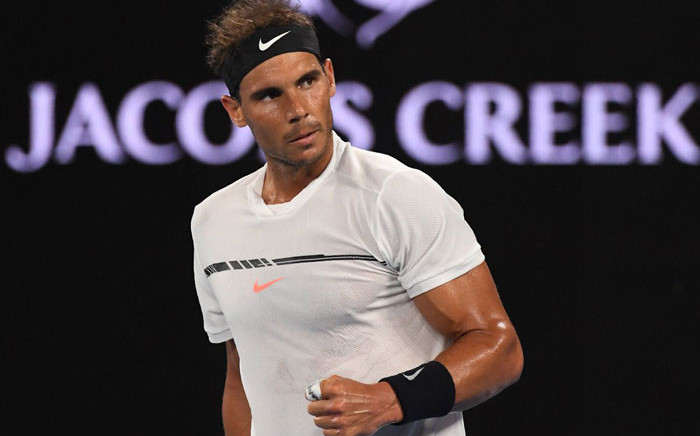Rafa Nadal celebrates hitting a winner. Picture: @AustralianOpen/Twitter