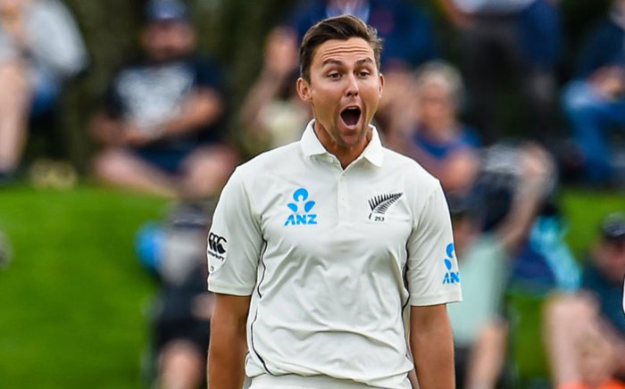 New Zealand fast bowler Trent Boult celebrates the fall of a wicket. Picture: @BLACKCAPS/Twitter
