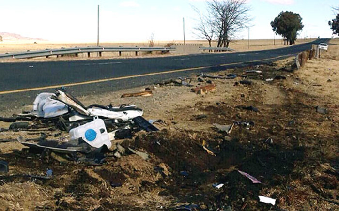The scene of the accident on the N6 outside Reddersburg, Free State where Gauteng Economic Development MEC died. Picture: @eNCAnews via Twitter.