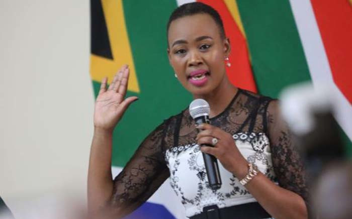Minister of Communications Stella Ndabeni-Abrahams takes her oath of office. Picture: Kayleen Morgan/EWN