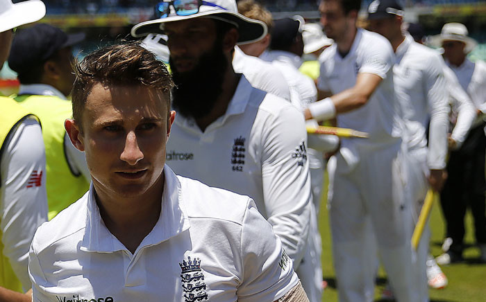 England player James Taylor (front) and other team members leaving the grounds at the end of the first Test match between South Africa and England at Kingsmead Stadium in Durban on 30 December 2015. Picture: Marco Longari/AFP.