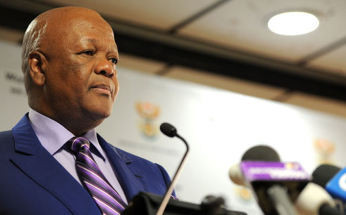 Justice Minister Jeff Radebe at a briefing on the Gupta jet controversy. Picture: GCIS.