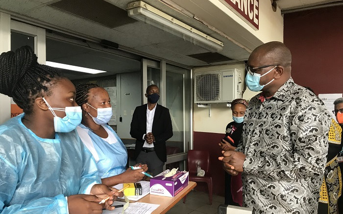 Gauteng Premier David Makhura at the Steve Biko Hospital on 11 January 2021. Picture: @David_Makhura/Twitter.