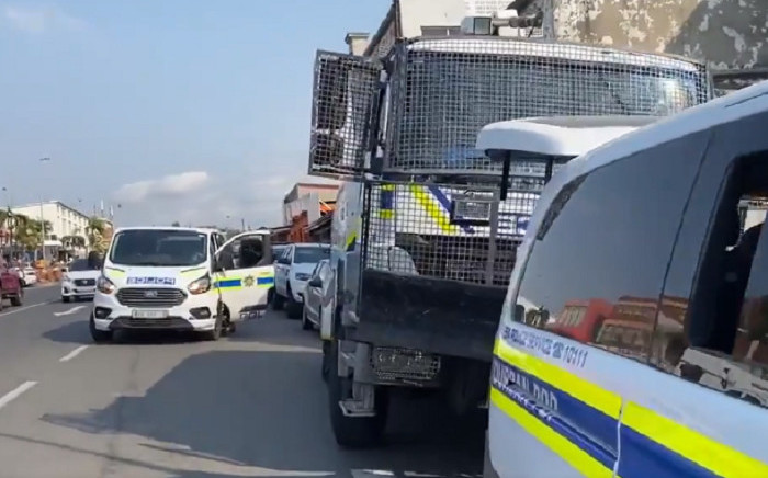 There was a heavy police presence outside the Verulam Magistrates Court on 15 September 2021, where Dylan Govender, his brother Ned Govender and Jeetendra Jaikissoon were appearing. The trio is among those arrested in connection with the deadly violence in Phoenix in July. Picture: Nhlanhla Mabaso/Eyewitness News.
