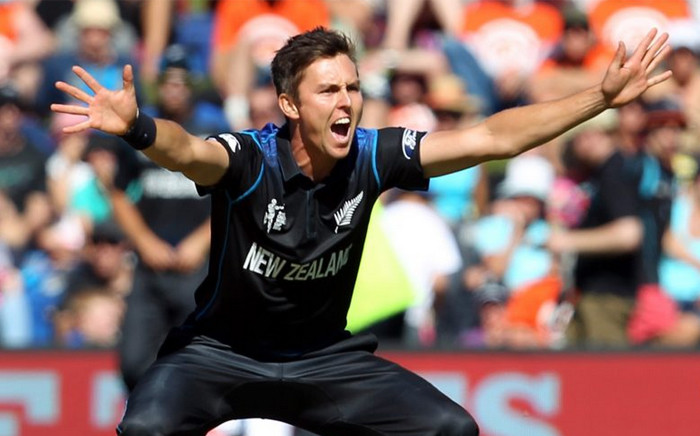 New Zealand's Trent Boult celebrates after taking a wicket against Scotland in the ICC Cricket World Cup ODI Test match on 17 February 2015. Picture: CWC website.