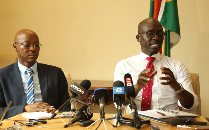 Home Affairs Minister Malusi Gigaba briefs the media about the naturalisation of five members of the Gupta family. Picture: Bertram Malgas/EWN