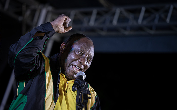 ANC president Cyril Ramaphosa addresses the crowd at the party's main rally in Thokoza Park, Soweto, on 29 October 2021. Picture: Boikhutso Ntsoko/Eyewitness News.
