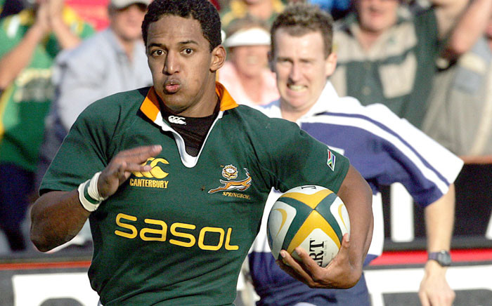 FILE: South Africa winger Breyton Paulse (14) runs in to score a try against the Wallabies (Australia) during an opener of the Tri-Nations test at Loftus, in Pretoria on 30 July 2005. Picture: ALEXANDER JOE/AFP