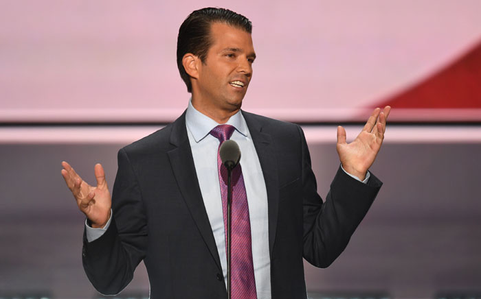 This file photo taken on 19 July 2016, shows Donald Trump Jr speaking on the second day of the Republican National Convention in Cleveland, Ohio. Picture: AFP.