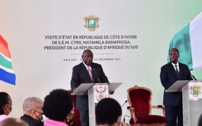 President Cyril Ramaphosa and his Ivorian counterpart Alassane Ouattara. Picture: GCIS