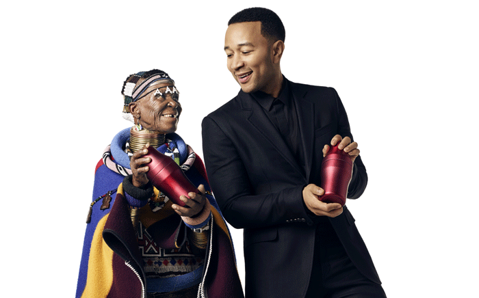 Esther Mahlangu with US musician John Legend. Picture: Supplied