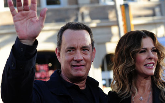 Actor Tom Hanks with his wife Rita Wilson. Picture:AFP