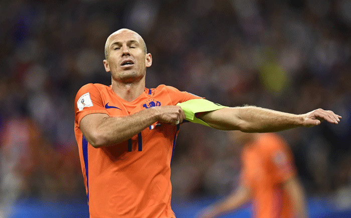 Netherlands' forward Arjen Robben reacts during the 2018 Fifa World Cup qualifying football match France vs Netherlands at the Stade de France in Saint-Denis, north of Paris, on 31 August 2017. Picture: AFP