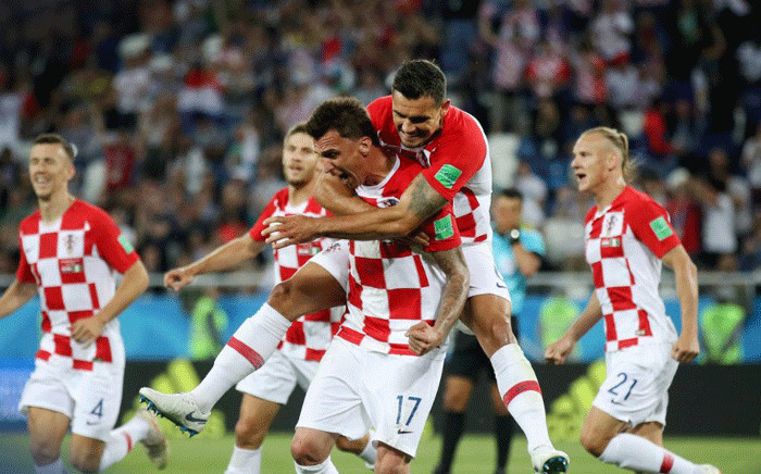 Croatia players celebrate after beating Nigeria 2-0 in a group stage match in the 2018 Fifa World Cup. Picture:  @FIFAWorldCup/Twitter.