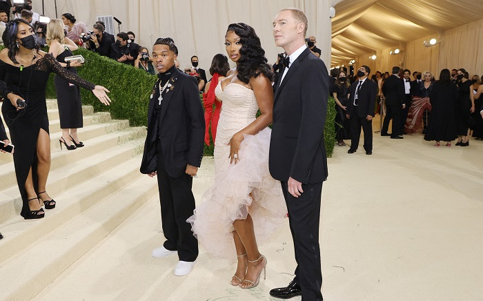 Lil Baby, Megan Thee Stallion, and Stuart Vevers attend The 2021 Met Gala Celebrating In America: A Lexicon Of Fashion at Metropolitan Museum of Art on September 13, 2021 in New York City. Picture: Mike Coppola/Getty Images/AFP