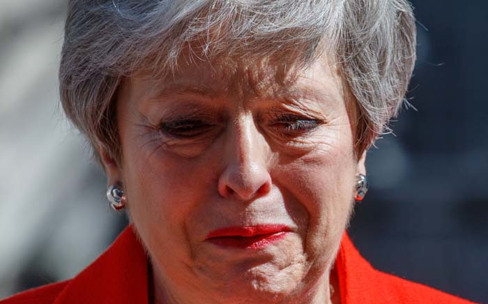 Britain's Prime Minister Theresa May announces her resignation outside 10 Downing Street in central London on 24 May 2019. Picture: AFP.