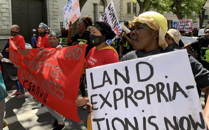 Rural women from the Western Cape marched to Parliament on 15 October 2020, demanding productive land, land expropriation and a basic income grant. Picture: Kaylynn Palm/Eyewitness News