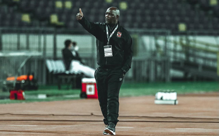 Al Ahly coach Pitso Mosimane gives the thumbs up after his side Wydad Casablanca beat in their CAF Champions League semifinal first leg matchon 17 October 2020. Picture: @AlAhlyEnglish/Twitter