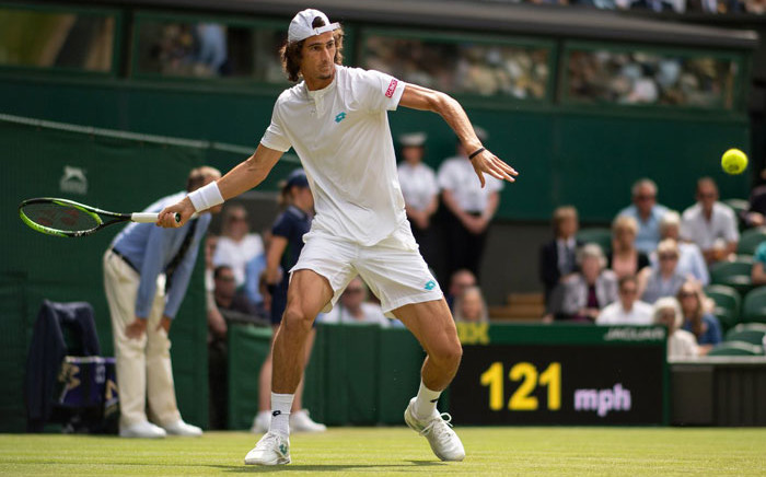 South Africa's Lloyd Harris in action against Roger Feder in their first-round match at Wimbledon on 2 July 2019. Picture: @Wimbledon/Twitter